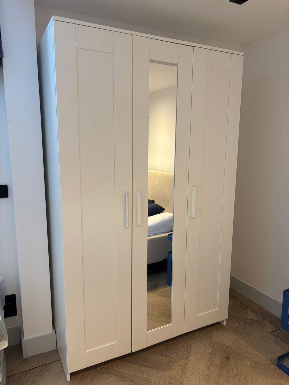 IKEA Brimnes kledingkast 3-deurs met spiegel, Ophalen, Gebruikt, 100 tot 150 cm, 150 tot 200 cm