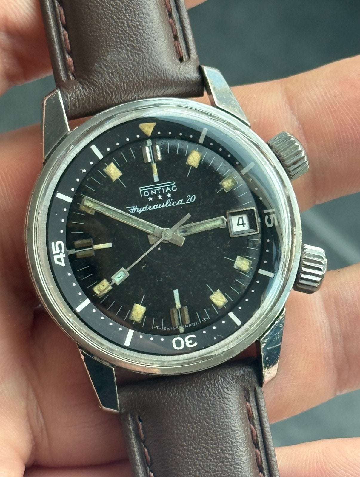 Horloge Pontiac Hydraulica 20 Supercompressor 36mm., Ophalen of Verzenden, Staal, Overige merken, 1960 of later