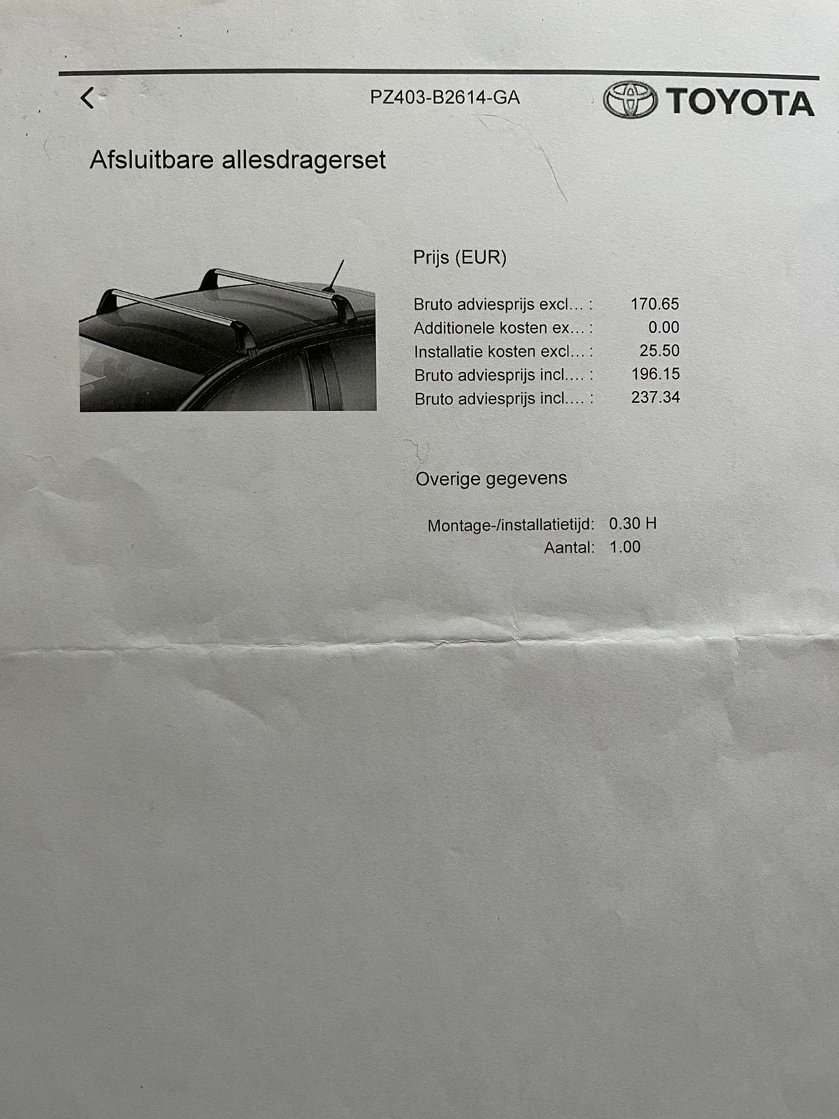 Originele Toyota Yaris dakdragers, Ophalen, Gebruikt, Toyota