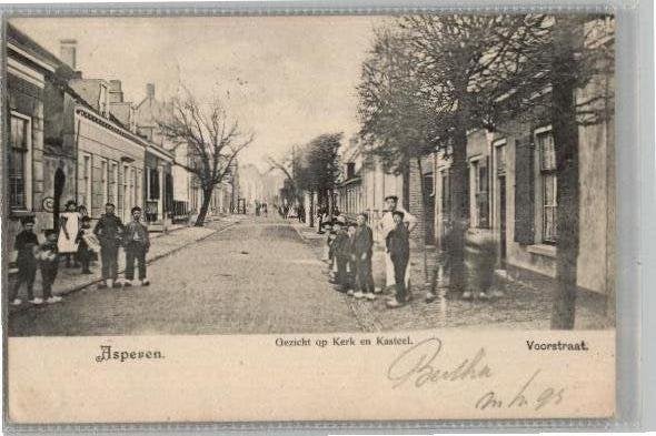 ASPEREN Voorstraat Zicht op Kerk+Kasteel kleinrondst 1903, Ophalen of Verzenden, Voor 1920, Gelopen, Zuid-Holland