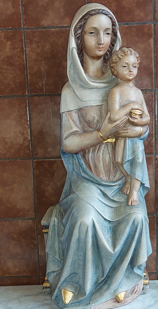 Maria met Kind / Madonna / Massief beeld / 45,5 cm. hoog, Antiek en Kunst, Ophalen of Verzenden, 20 - 50 cm, Overige materialen