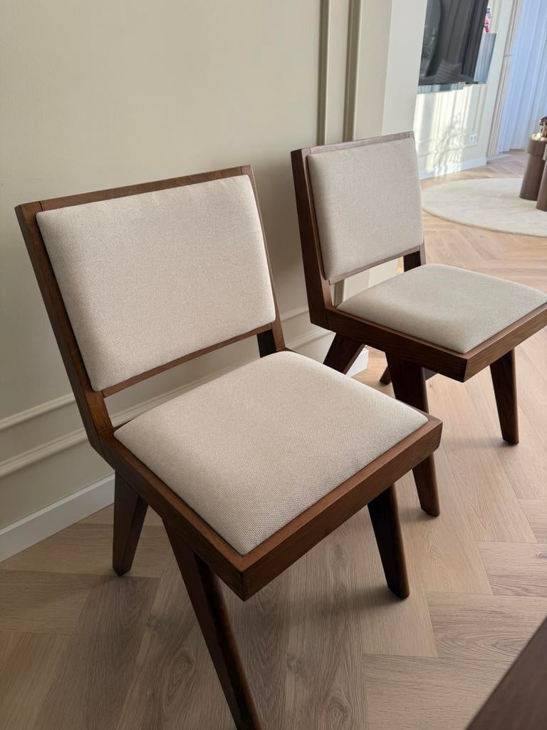 Houten stoelen Sissi met vulling Westwing - ZO SNEL MOGELIJK, Huis en Inrichting, Ophalen, Bruin, Japandi Pierre Jeanneret, Zo goed als nieuw