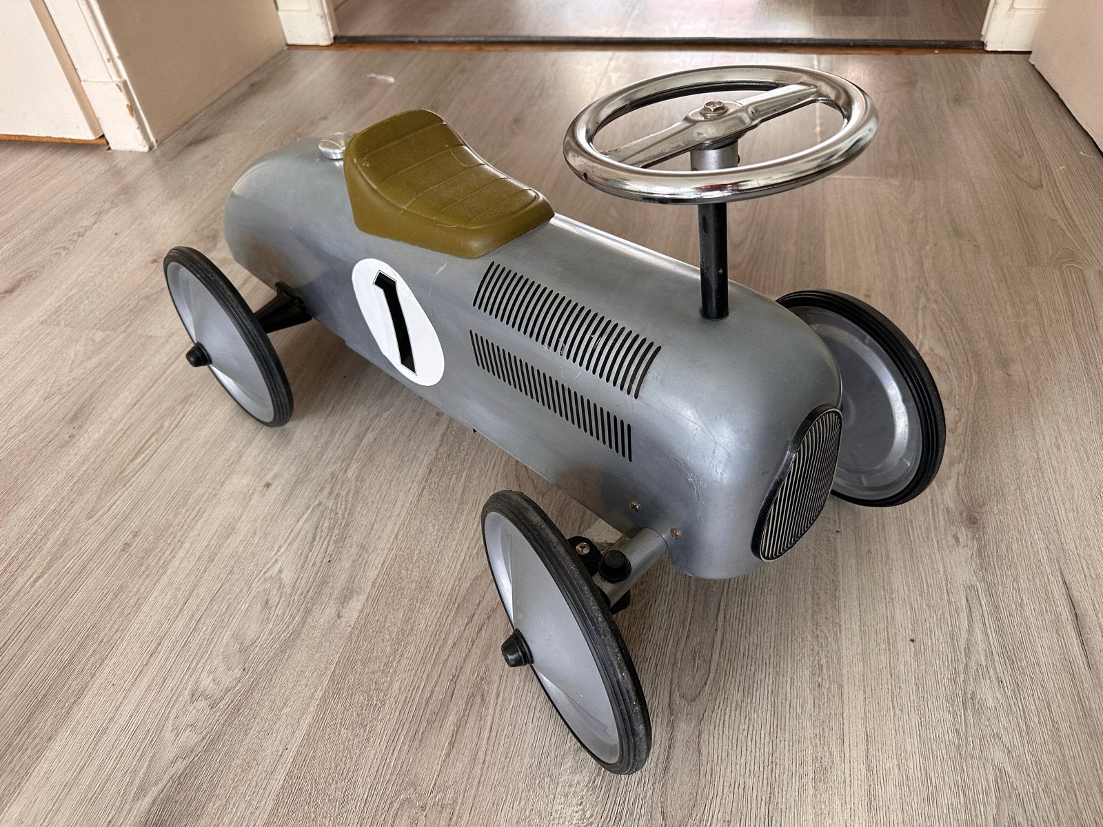 Vintage Trapauto Raceauto Zilver met Nummer 1, Ophalen, Gebruikt