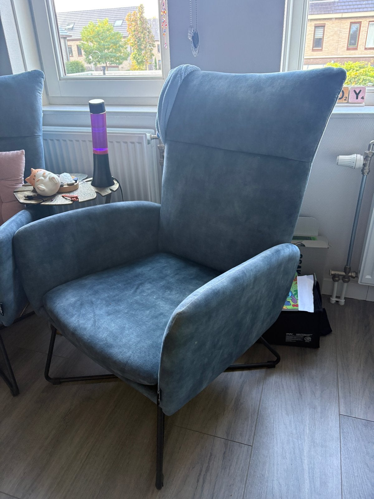 2 Lanterfant fauteuils - Zo goed als nieuw, petrol velvet, Ophalen, Blauw, Zo goed als nieuw, Eén