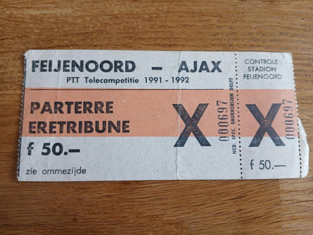 Ticket 91-92 Feyenoord-ajax, Ophalen of Verzenden, Gebruikt, Ajax, Overige typen