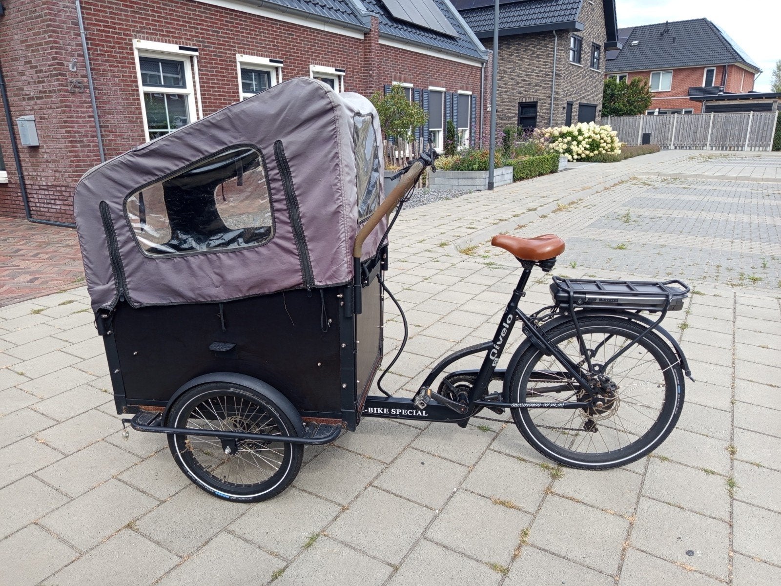 Bakfiets Qivelo City Vogue E-bike Special met huif, Overige merken, 4 kinderen of meer, Gebruikt, Huif