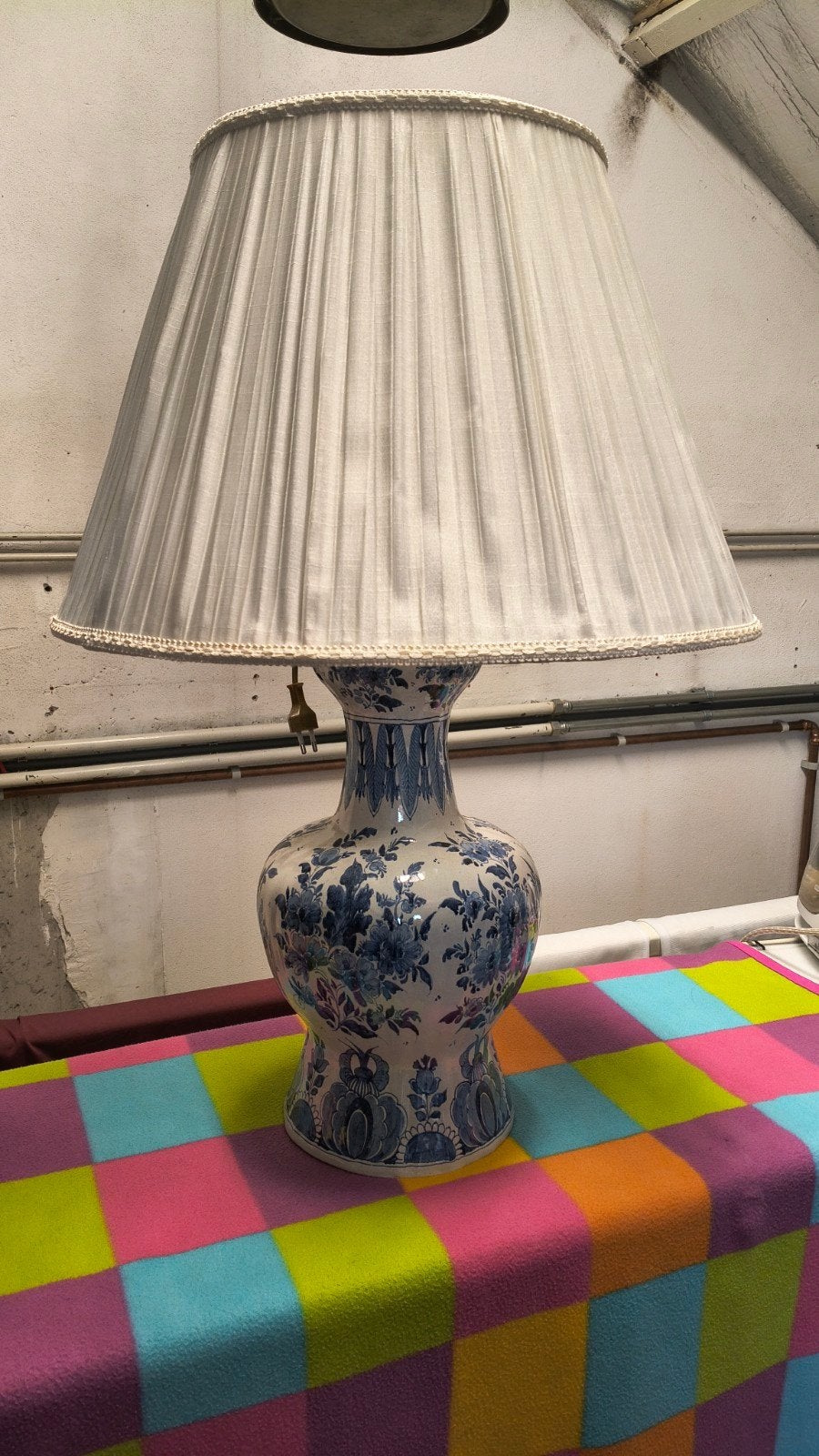 Oude Delfts blauwe tafel lamp, Ophalen