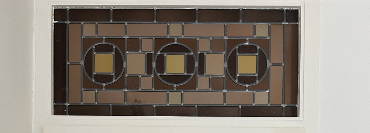 Glas in lood bovenlicht voor deur, Ophalen, Gebruikt, Overige typen, Glas in lood