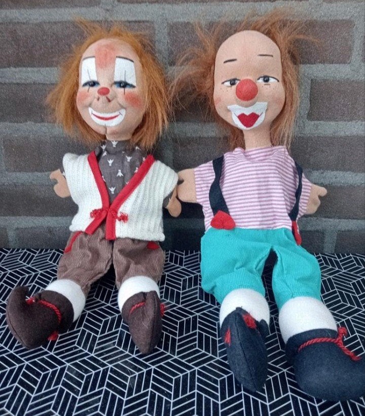 Set van 2 Dresdner Vintage Clown Poppen - Decoratief, Ophalen