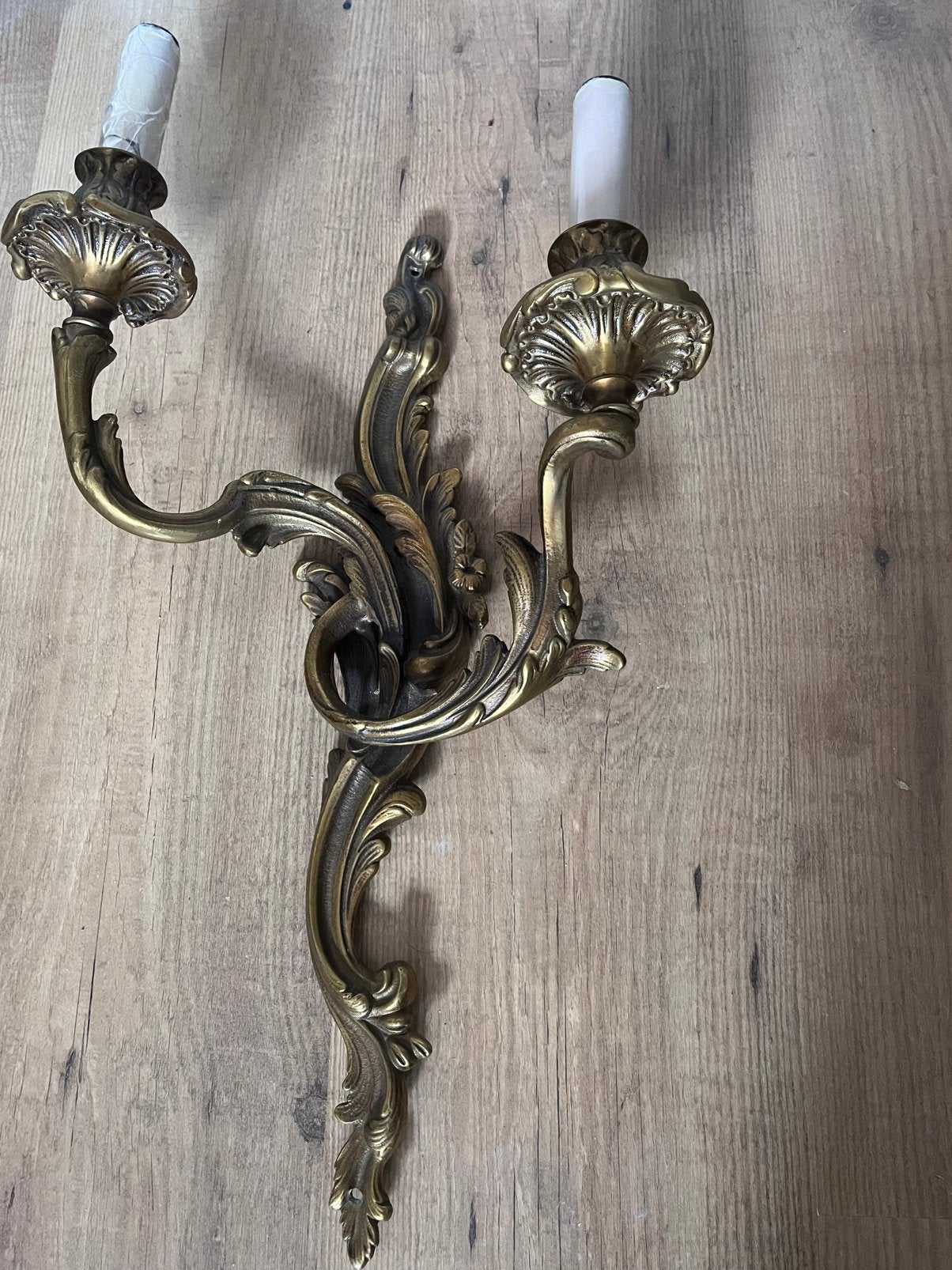 Antieke grote, zware messing wandlamp Louis XV barok rococo, Ophalen of Verzenden, Metaal, Wandlamp