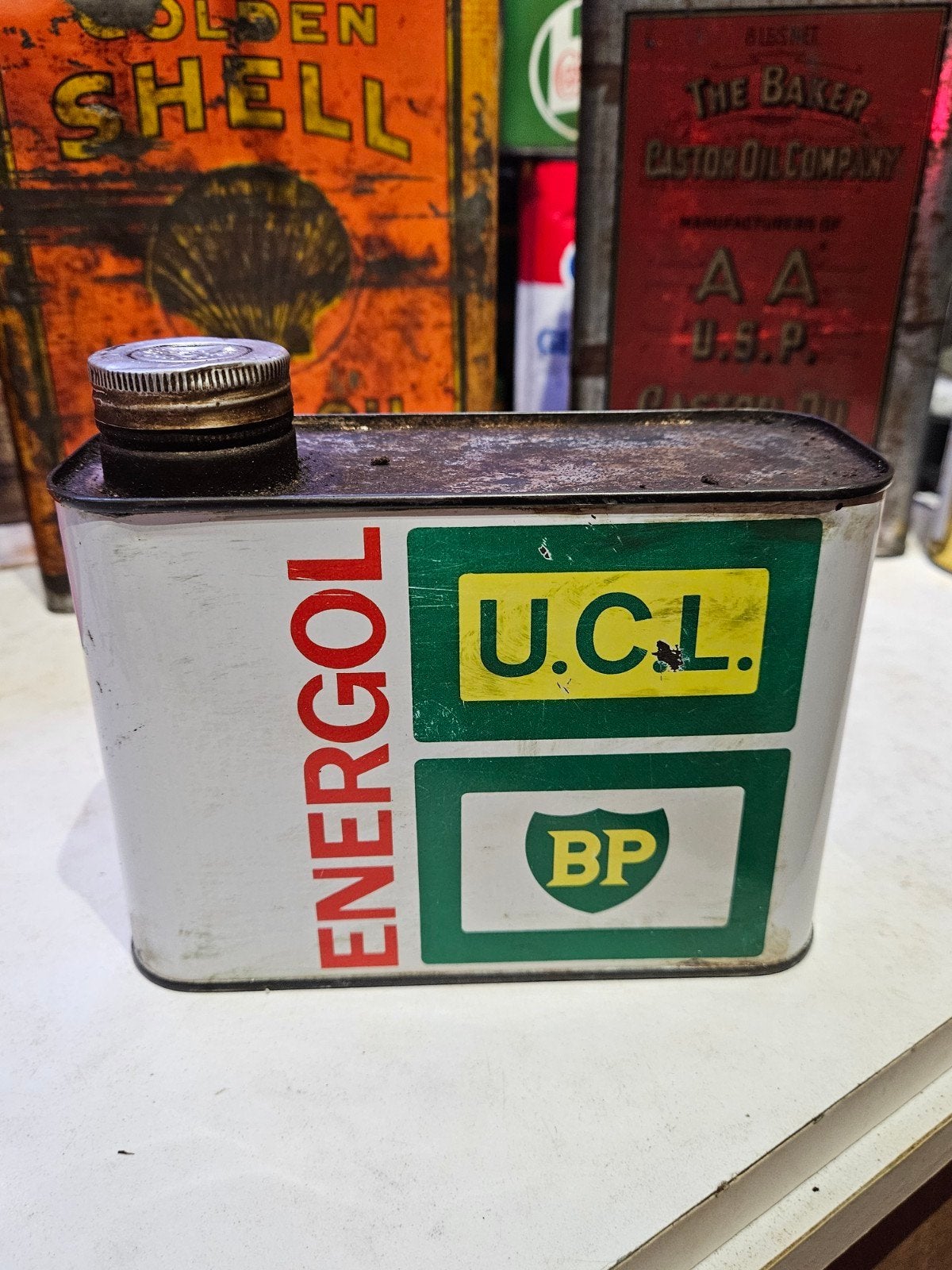 BP Energol olieblik 1 liter BP ENERGOL UCL, Verzamelen, Ophalen of Verzenden, Gebruikt, Overige