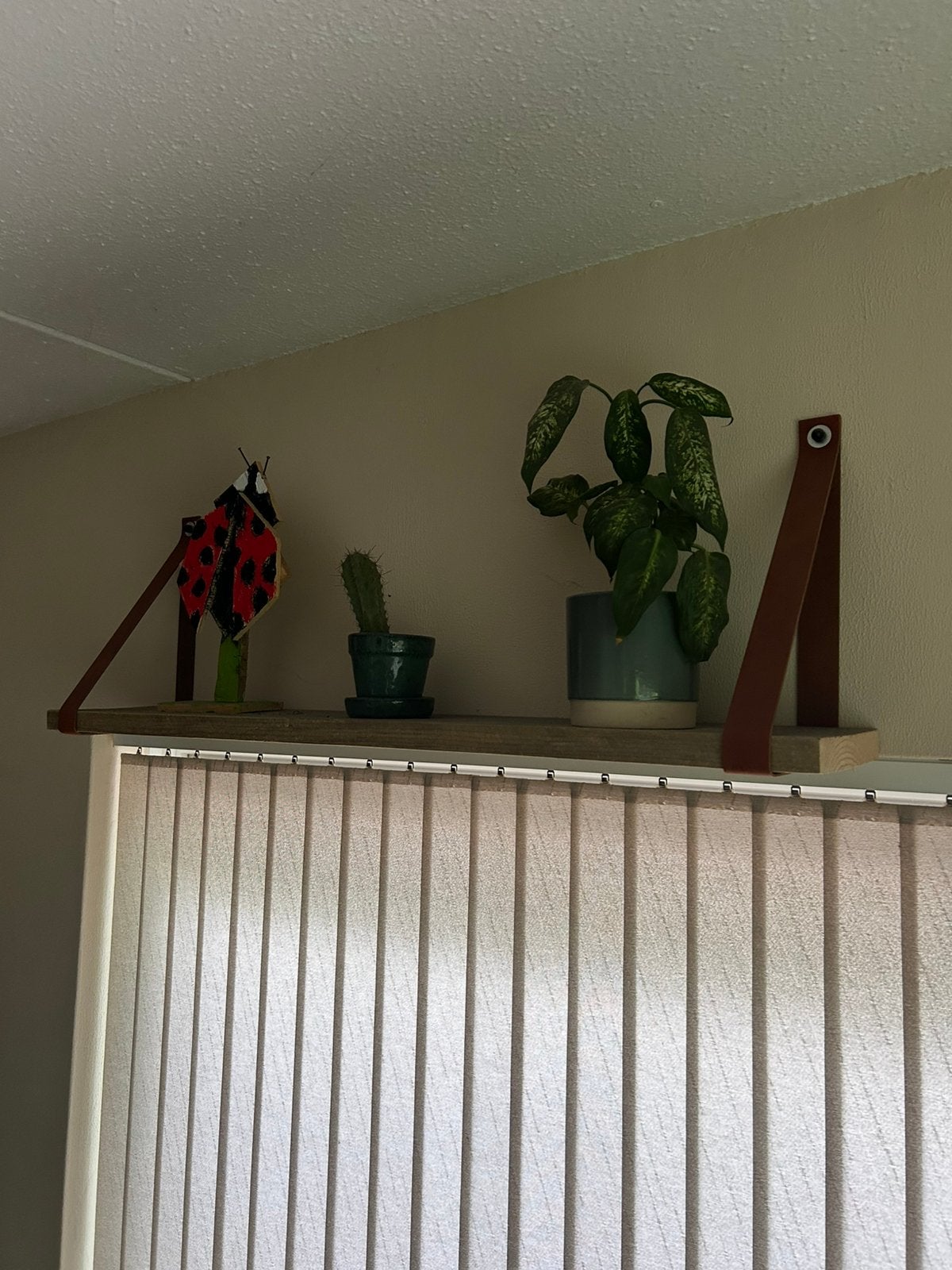Stoere Steigerhouten Wandplank (110 cm) met Lederen Banden, Ophalen, Zo goed als nieuw
