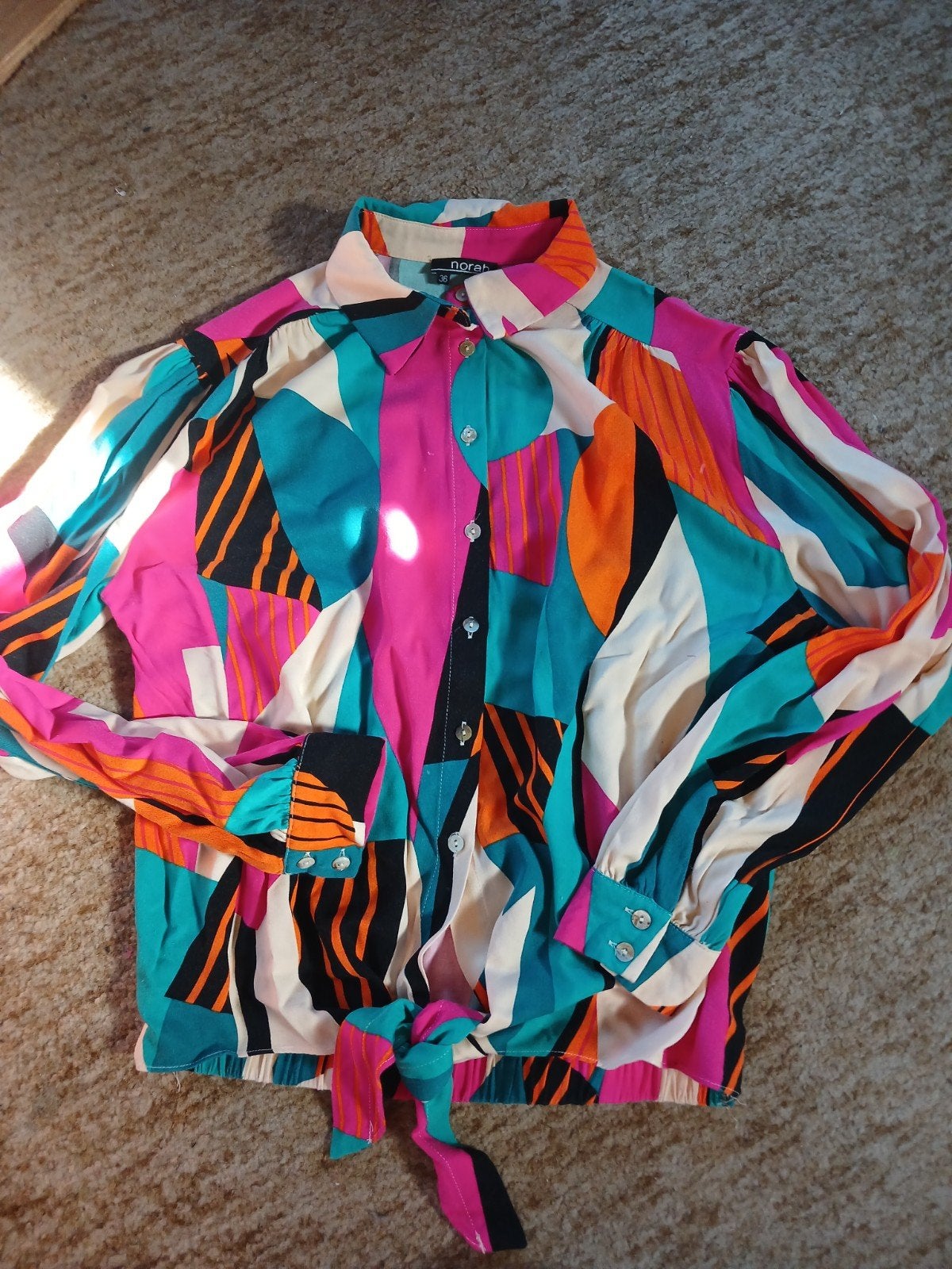 Norah Blouse Maat 36 (S) - Kleurrijk Abstract Patroon, Kleding | Dames, Meerkleurig, Ophalen of Verzenden, Zo goed als nieuw, Norah