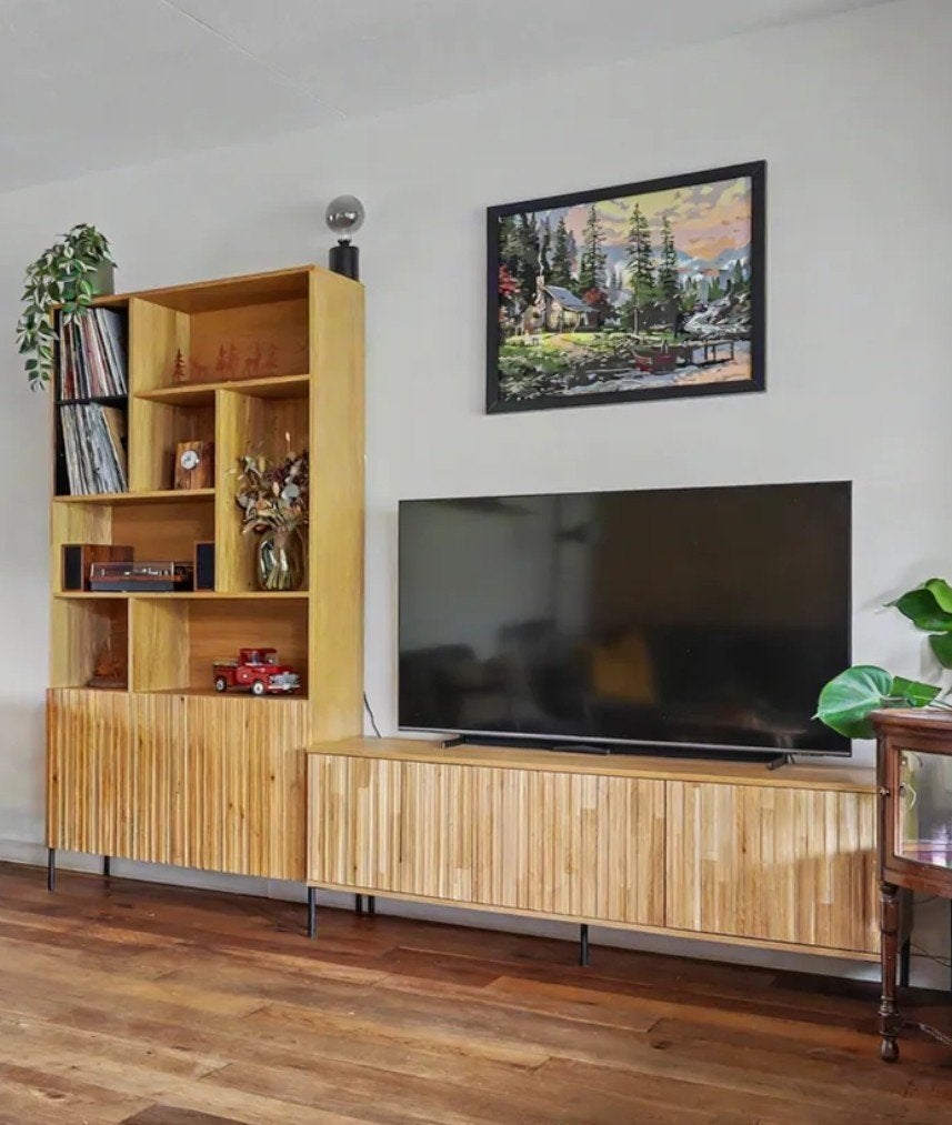 woood new gravure tv meubel en kast, Ophalen, Nieuw, Minder dan 150 cm, Minder dan 100 cm