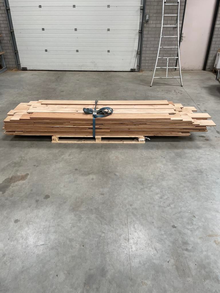 Massief eiken vloer, Ophalen, Vloerdelen of -planken, Zo goed als nieuw, 10 m² of meer