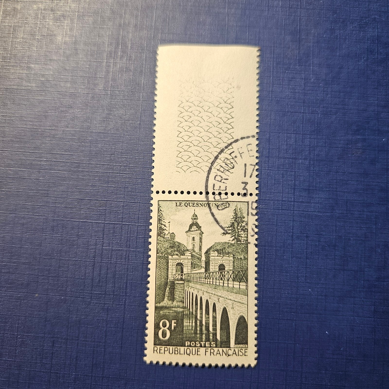 Frankrijk nr 1134 met aanhangsel, Ophalen of Verzenden, Gestempeld