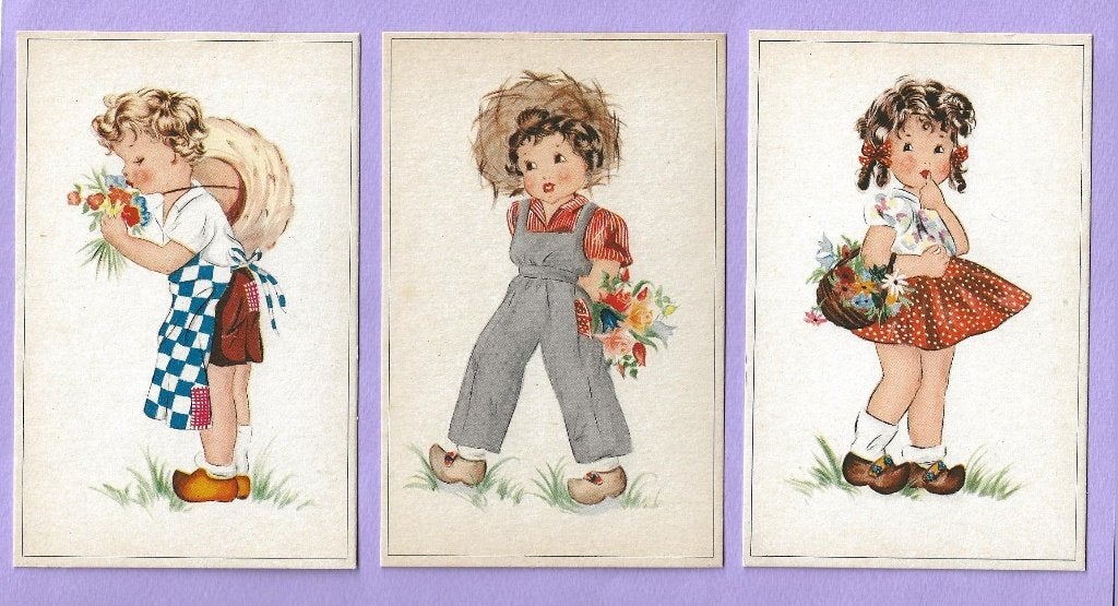 Kinderen met bloemen, Ophalen of Verzenden, 1920 tot 1940, Ongelopen, Kinderen