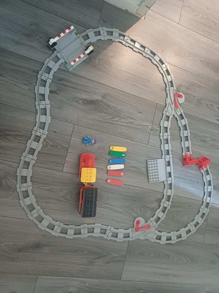 Duplo Stoomtrein met Rails, Machinist en Extra Onderdelen, Ophalen of Verzenden