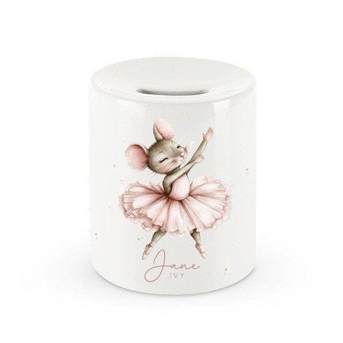 kraamcadeau geboorte baby Blush baby spaarpot ballerina muis, The River House, Kraamcadeau, Info@theriverhouse.nl, Nieuw