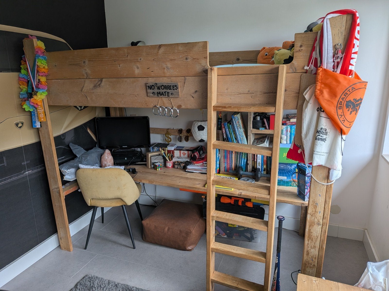 Steigerhouten hoogslaper, Ophalen, Gebruikt, Hoogslaper