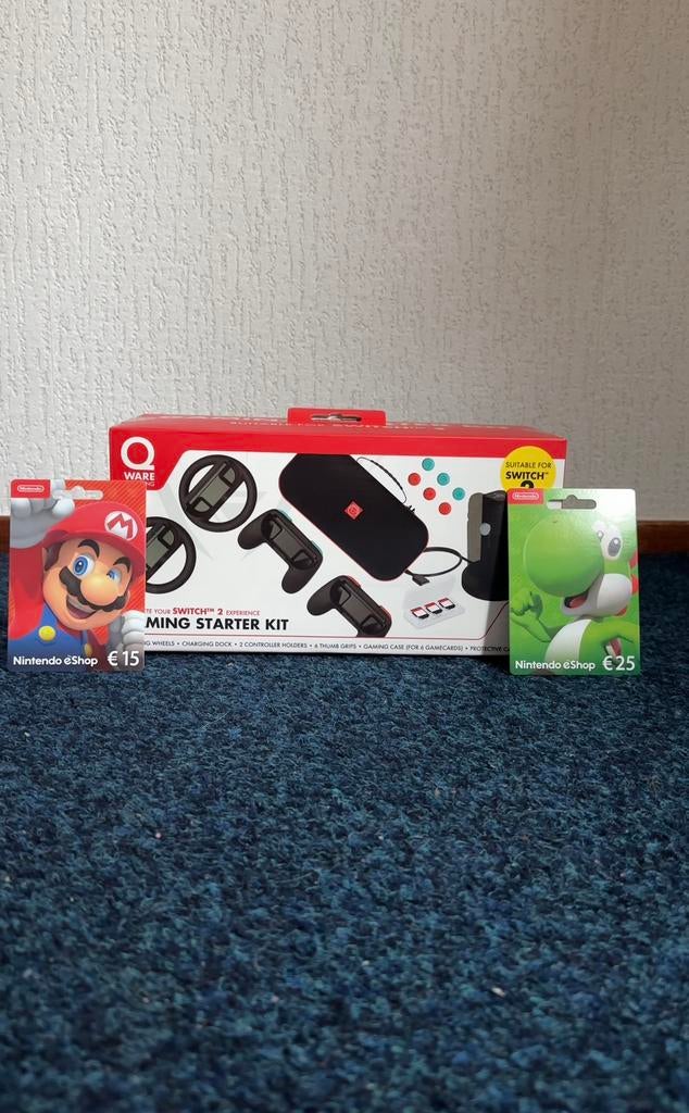 Nintendo Switch 2 Starter Kit & eShop Cards, Spelcomputers en Games, Spelcomputers | Nintendo Switch, Zo goed als nieuw, Switch Original