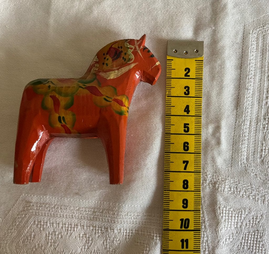 Dalarna paardje, oranje, mini, 8 cm hoog, oranje, Verzamelen, Ophalen of Verzenden, Gebruikt, Dier