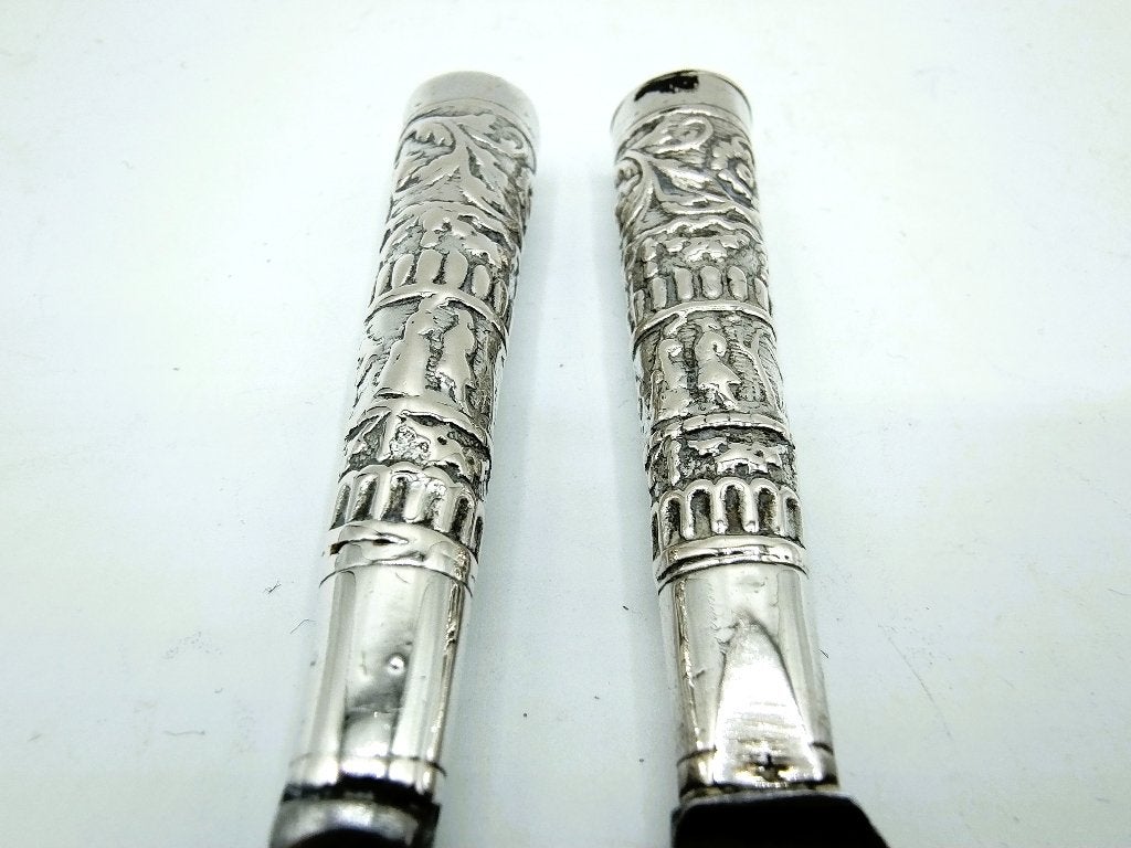 Zilveren reisbestek met banddecor, 18e eeuws., Verzenden, Zilver