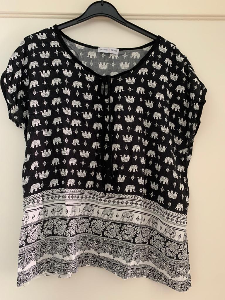 Shirt met olifanten, Verzenden, Zo goed als nieuw, Wit, Korte mouw