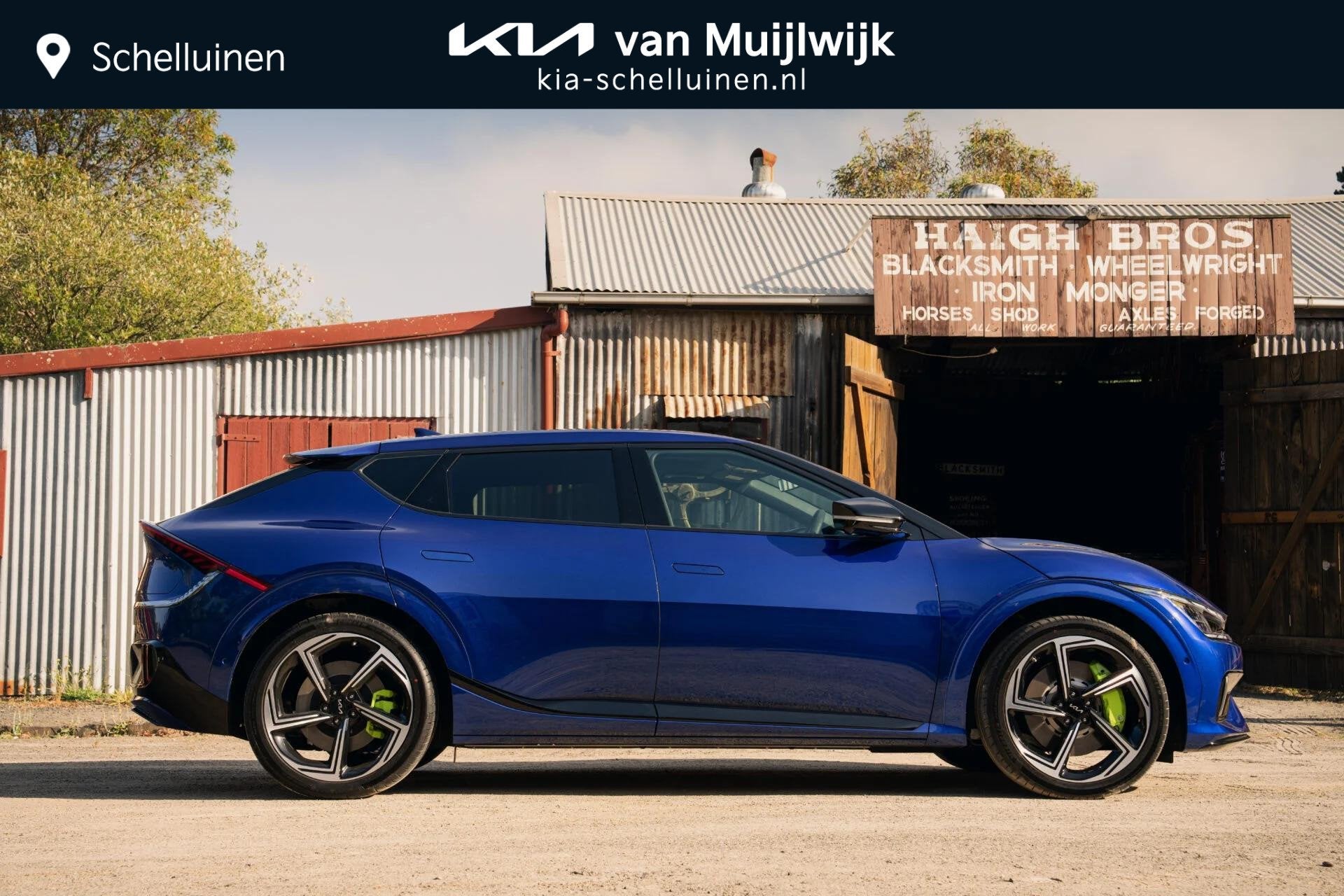 Kia EV6 GT AWD 77.4 kWh 585pk NL-Dealerauto SOH 96.4% | Voor, Auto's, Verwarmde buitenspiegels, Blauw, Alcantara, 2100 kg