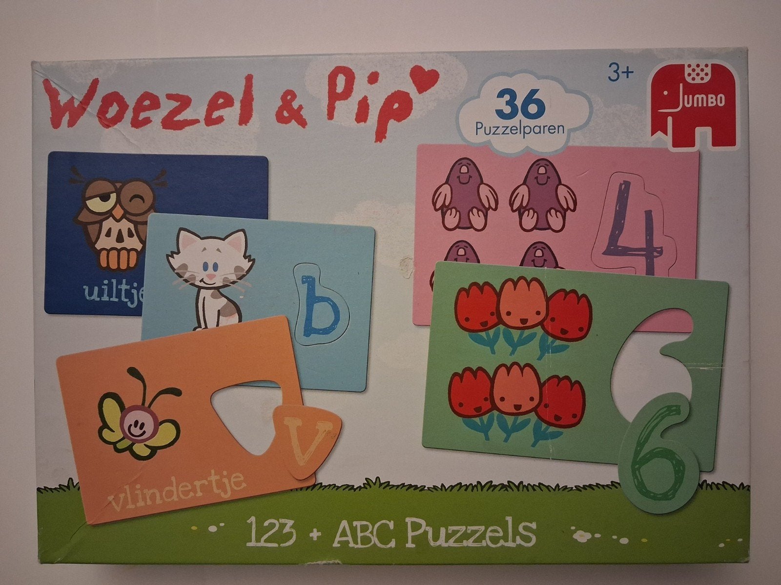 Woezel & Pip 123 + ABC Puzzels - Leerzaam Speelgoed, 2 tot 4 jaar, Gebruikt, Van hout, Meer dan 50 stukjes