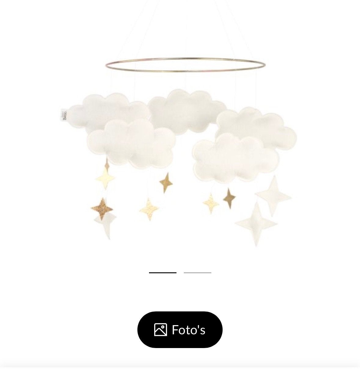 Baby Bello Mobiel Wolken en Sterren voor Babybedje, Ophangbaar, Nieuw, Ophalen of Verzenden, Wit