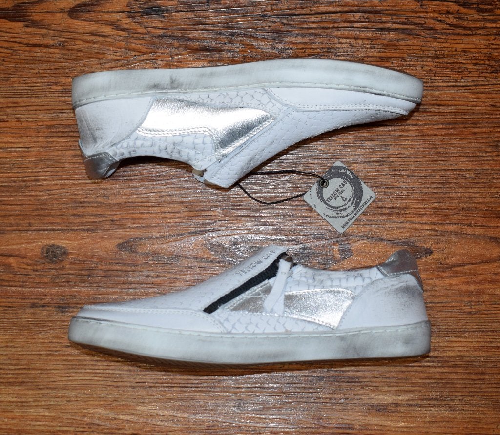 YELLOW CAB - leren instap sneakers silver - maat 40, Nieuw, Ophalen of Verzenden, Yellow Cab, Wit