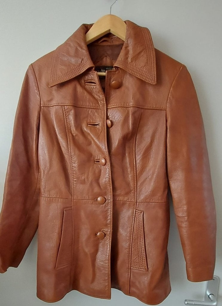 Vintage Verha Leren Jas - Bruin, maat 38, Maat 38/40 (M), Verha, Bruin, Ophalen of Verzenden
