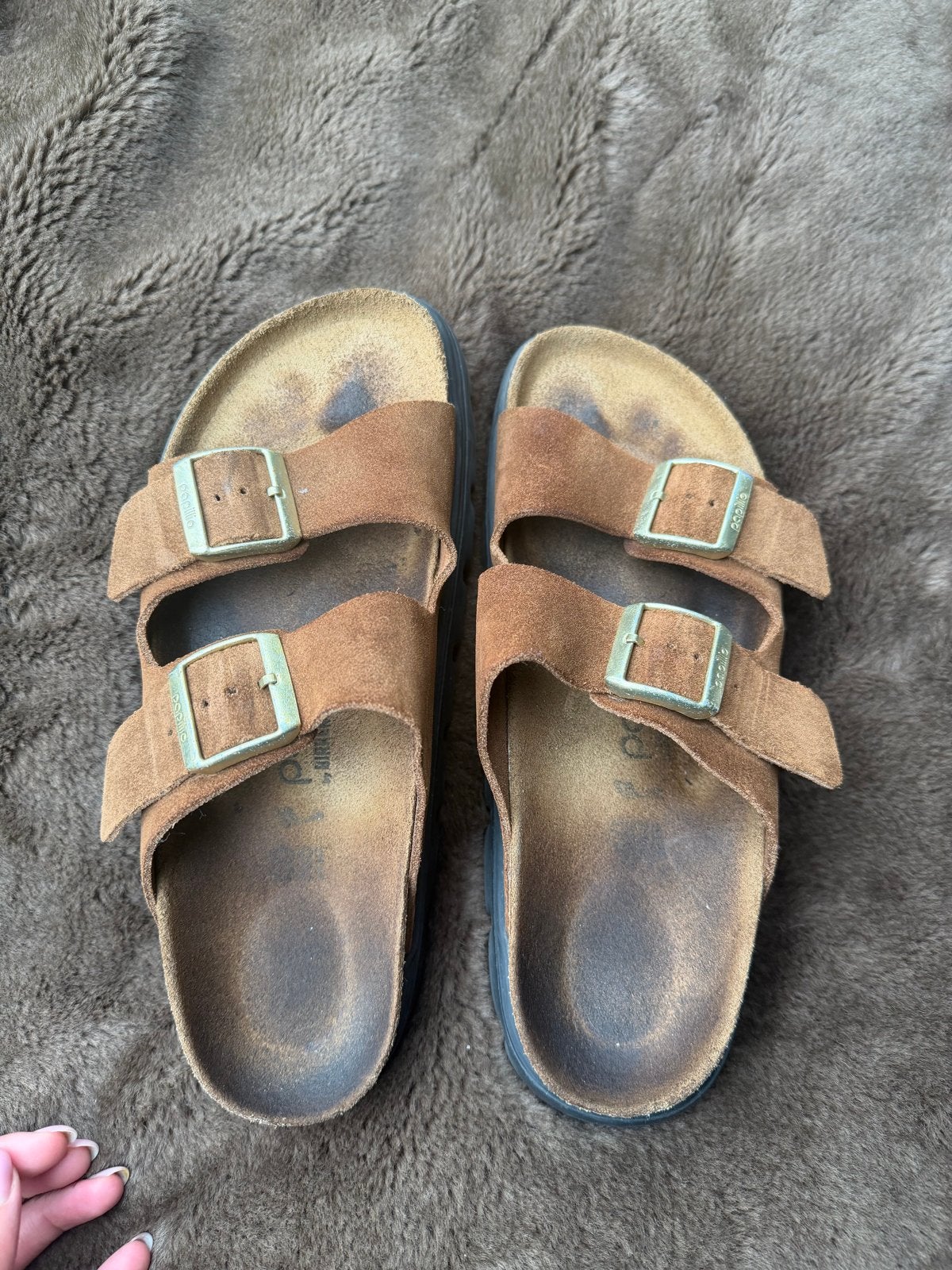 Birkenstock Papillio | Cognacbruin Suède | Plateauzool, Slippers, Overige kleuren, Ophalen of Verzenden, Gedragen