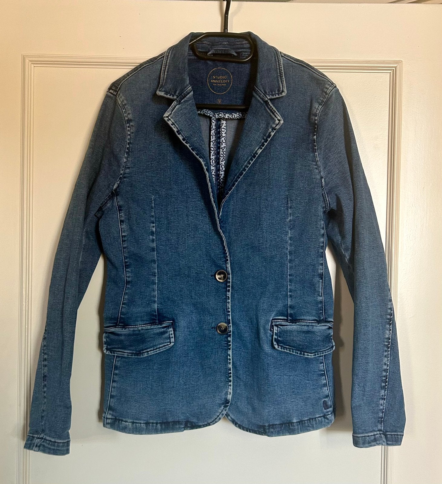 Blauwe Studio Anneloes denim blazer / jeans jack S, Studio Anneloes, Nieuw, Maat 36 (S), Verzenden
