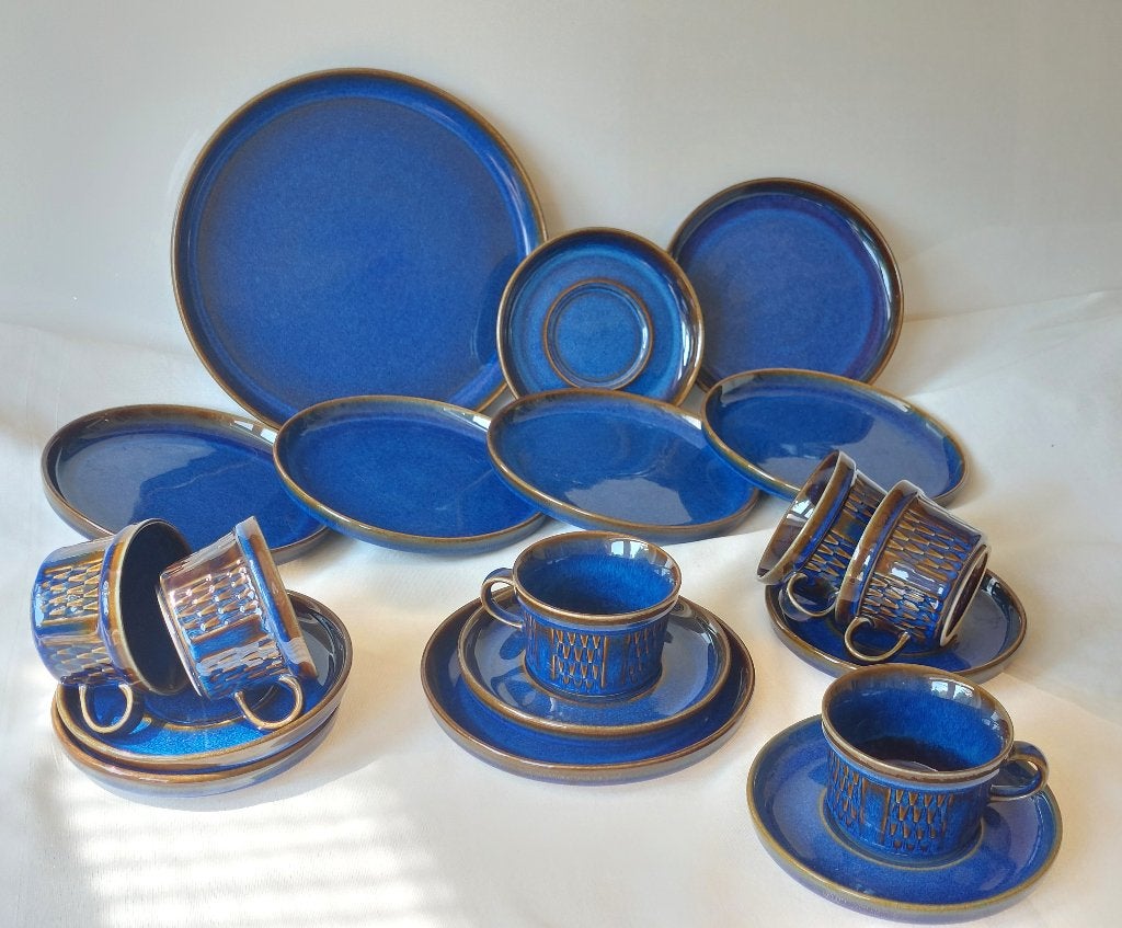 6x Søholm "Granit" Deens, jaren 60 kop/schotel + gebaksstel, Huis en Inrichting, Overige merken, Keramiek, Vintage, Ophalen of Verzenden