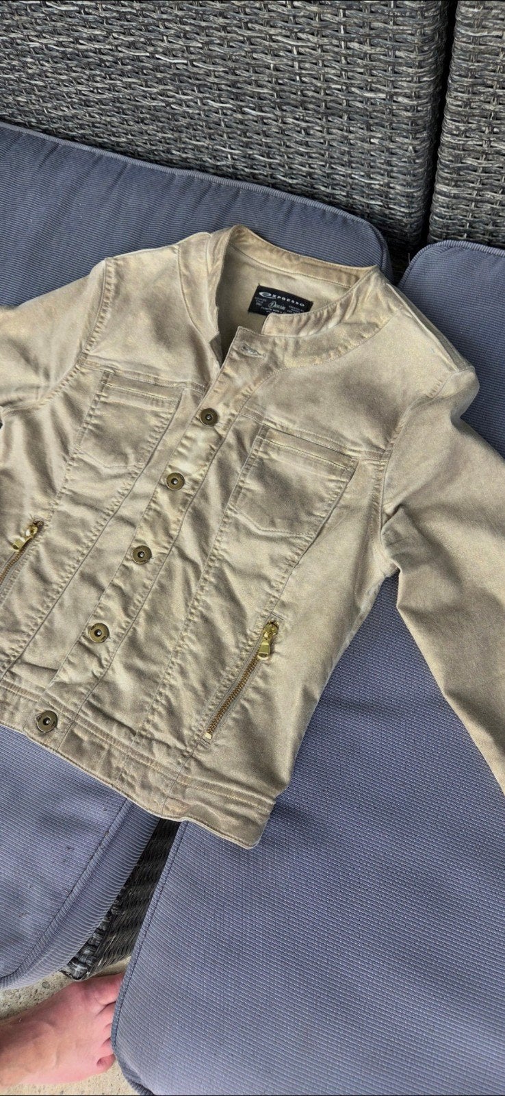 Expresso Denim , Jasje, Zand/Goud ,Maat 38 (Nieuwprijs €139., Maat 38/40 (M), Expresso, Beige, Ophalen of Verzenden