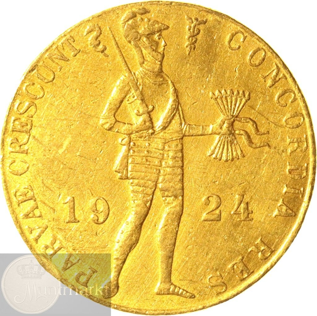 Nederland - Gouden dukaat 1924 - ZELDZAAM, Koningin Wilhelmina, Losse munt, Goud, Overige waardes