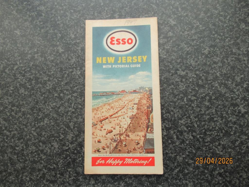 ZELDZAME - ESSO WEGEN- KAART- NEW  JERSEY-1947, Gelezen, Overige typen, Ophalen of Verzenden, 1800 tot 2000