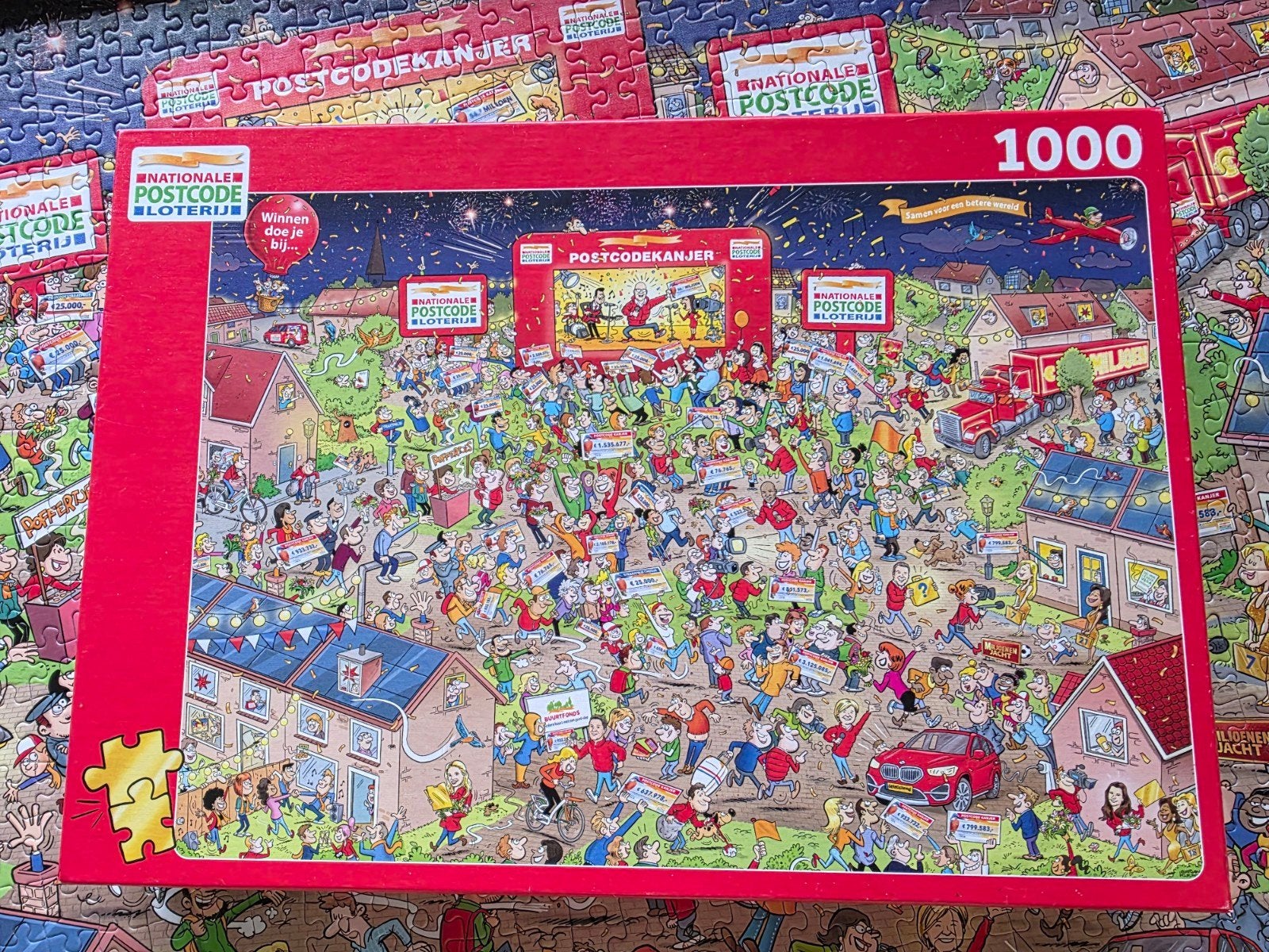 grappige puzzel Postcode  loterij compleet, Ophalen of Verzenden, 500 t/m 1500 stukjes, Zo goed als nieuw, Legpuzzel