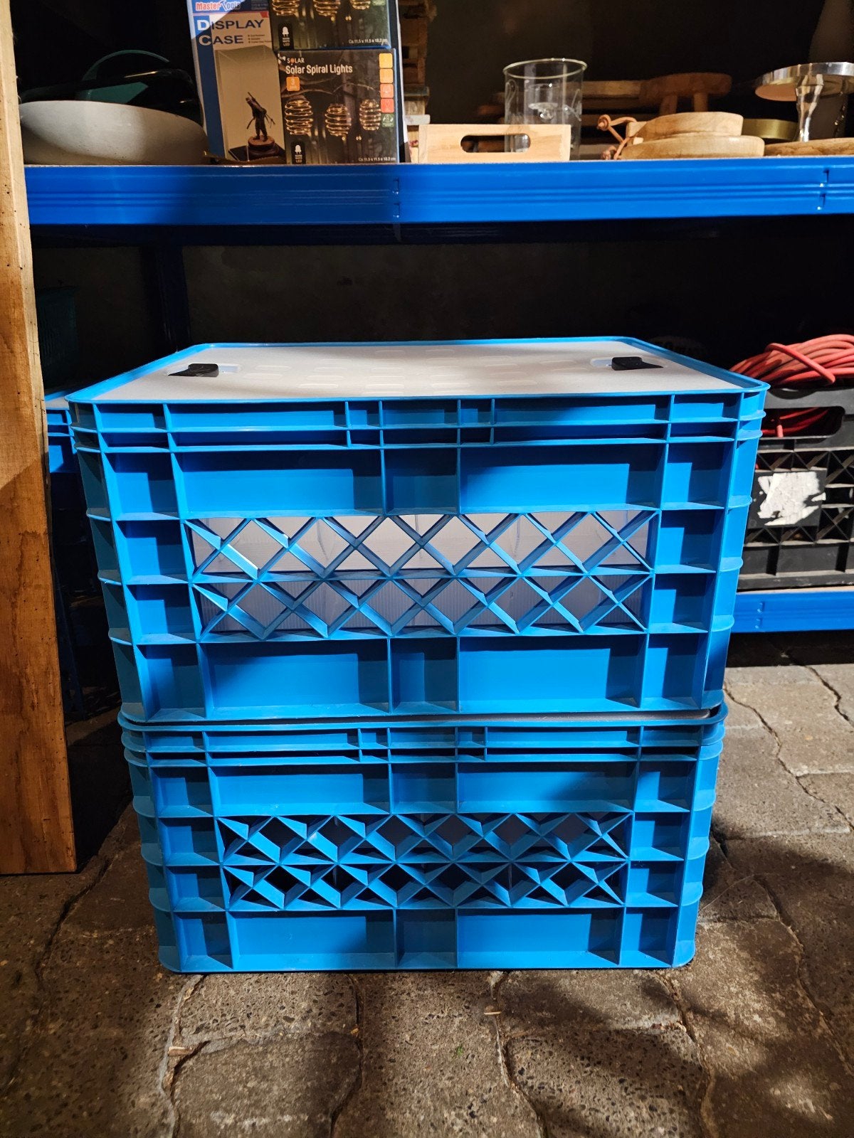 Glazen kratten met deksel - 4 stuks, Ophalen, 40 tot 60 cm, Krat, 35 tot 50 cm