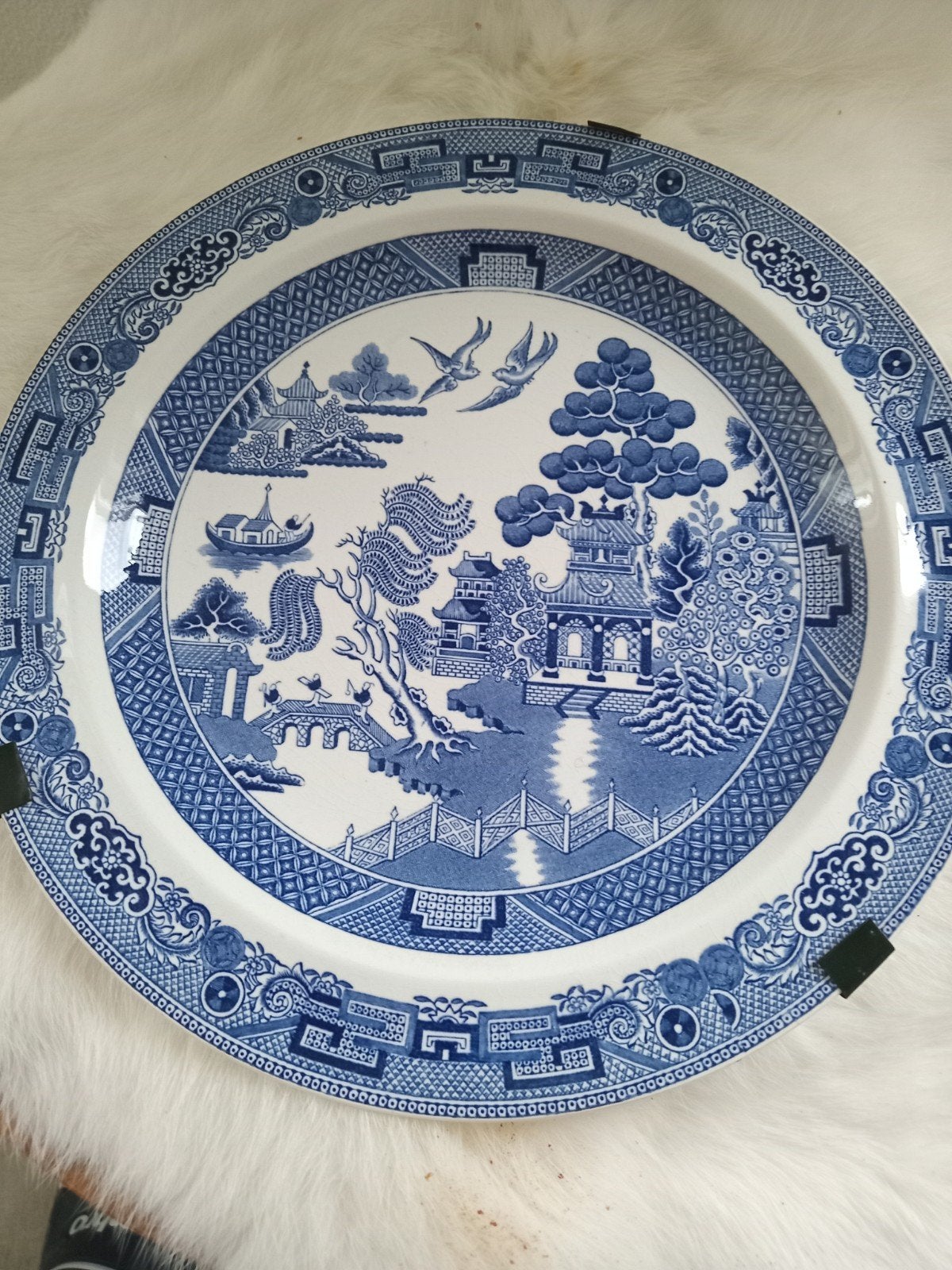 Wedgwood Willow wandbord - Blauw/Wit - Vintage, Antiek en Kunst, Ophalen of Verzenden