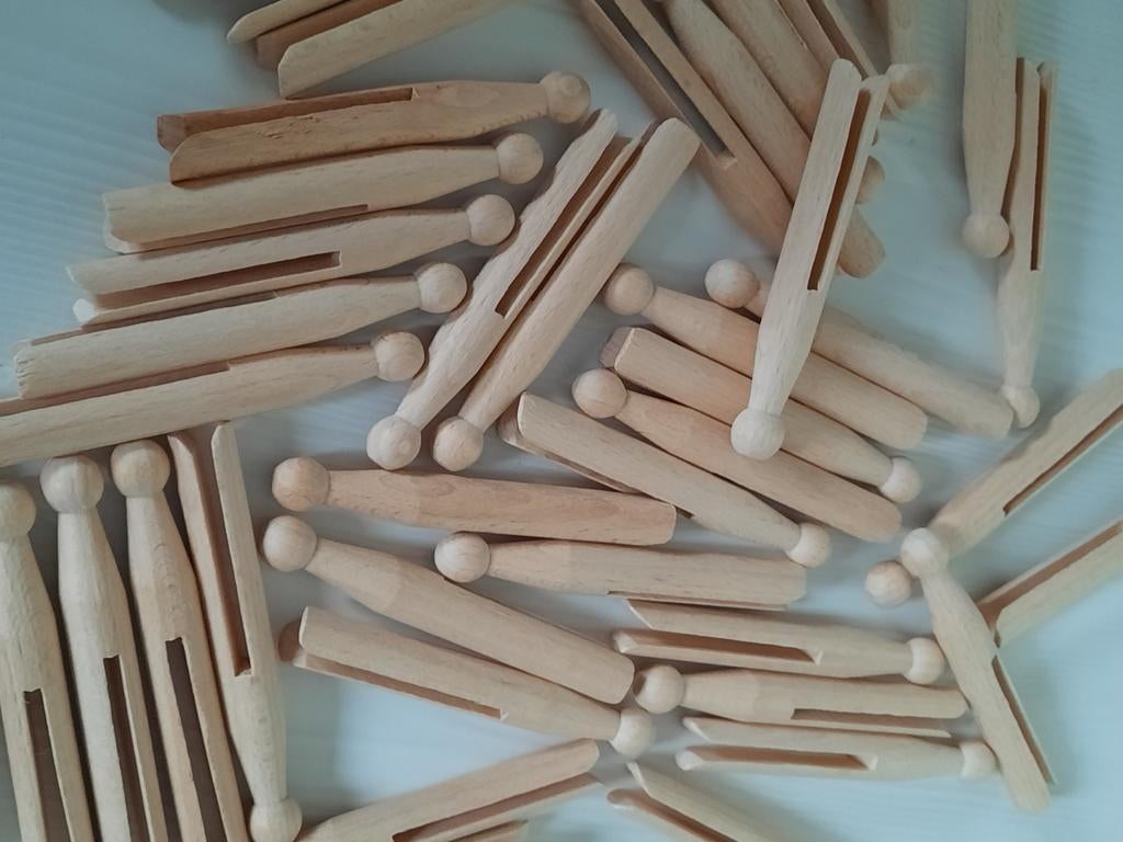 Set 46 x wasknijper hout oude brocante stijl - nieuw, Antiek en Kunst, Ophalen of Verzenden