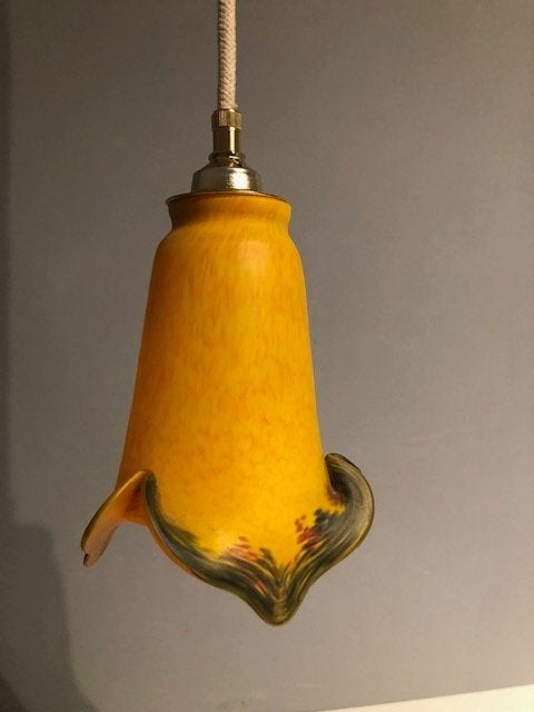 hanglampjes drie stuks, Huis en Inrichting, Gebruikt, Glas, Art de France, E27 (groot)