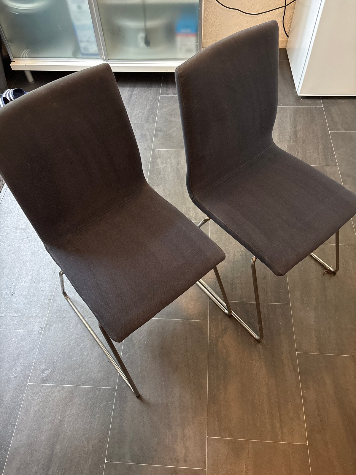 2x Blauwe eetkamerstoelen, Ophalen, Gebruikt, Twee, Blauw