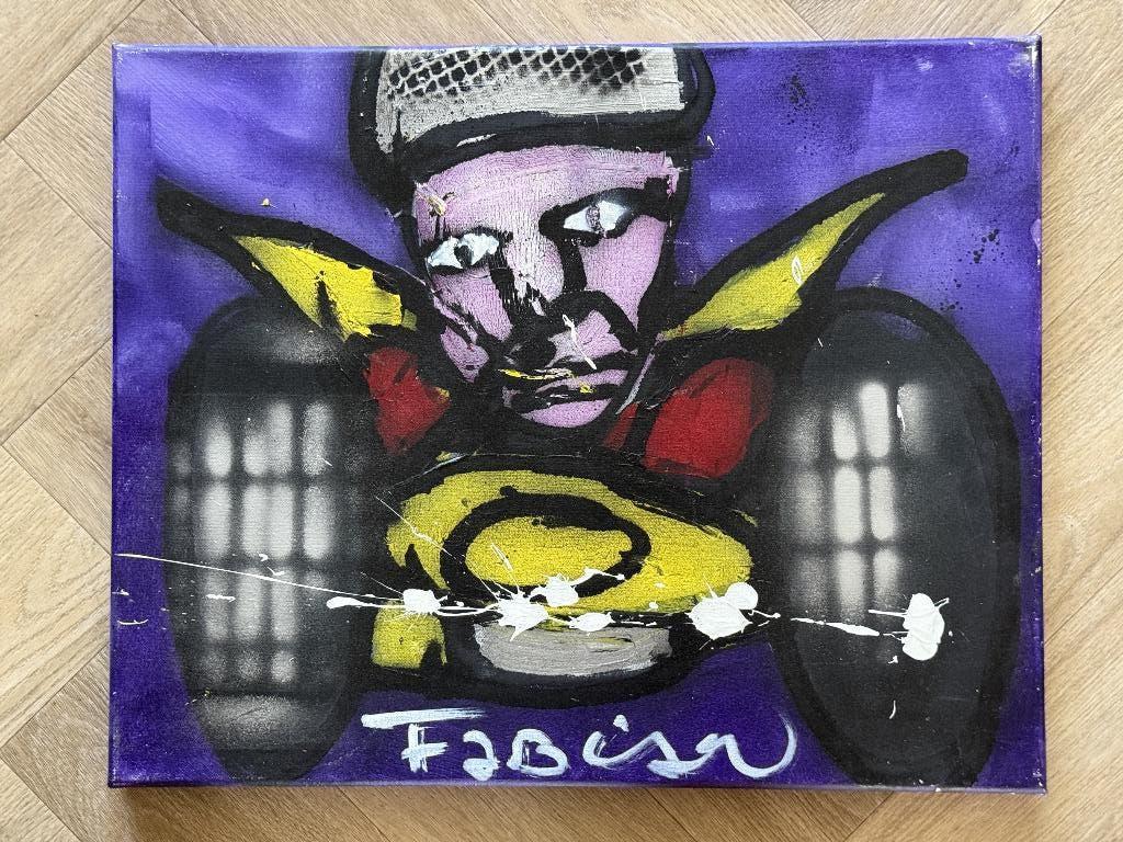 Abstract schilderij op doek – Fabian (1967) – 50 x 40 cm, Antiek en Kunst, Kunst | Schilderijen | Abstract, Ophalen