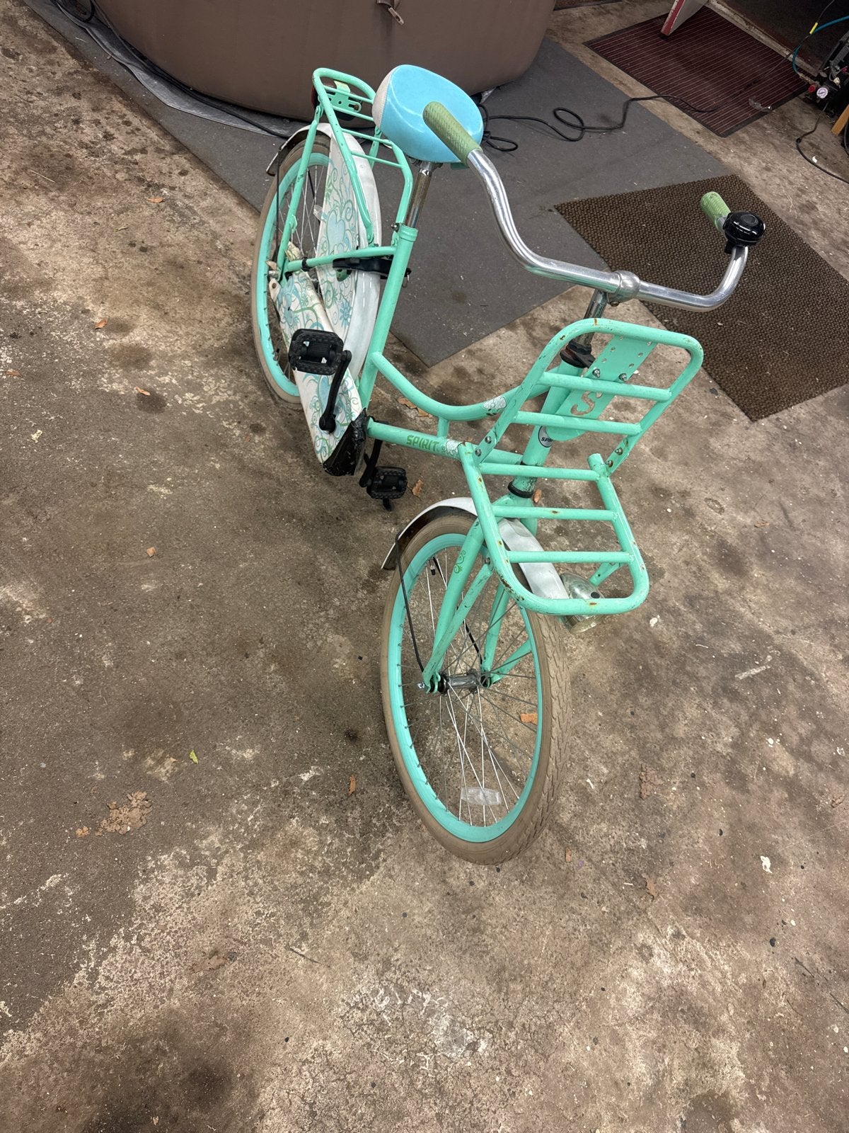 Leuke kinderfiets, mintgroen met rekjes, Fietsen en Brommers, Ophalen, Terugtraprem, Handrem, Gebruikt