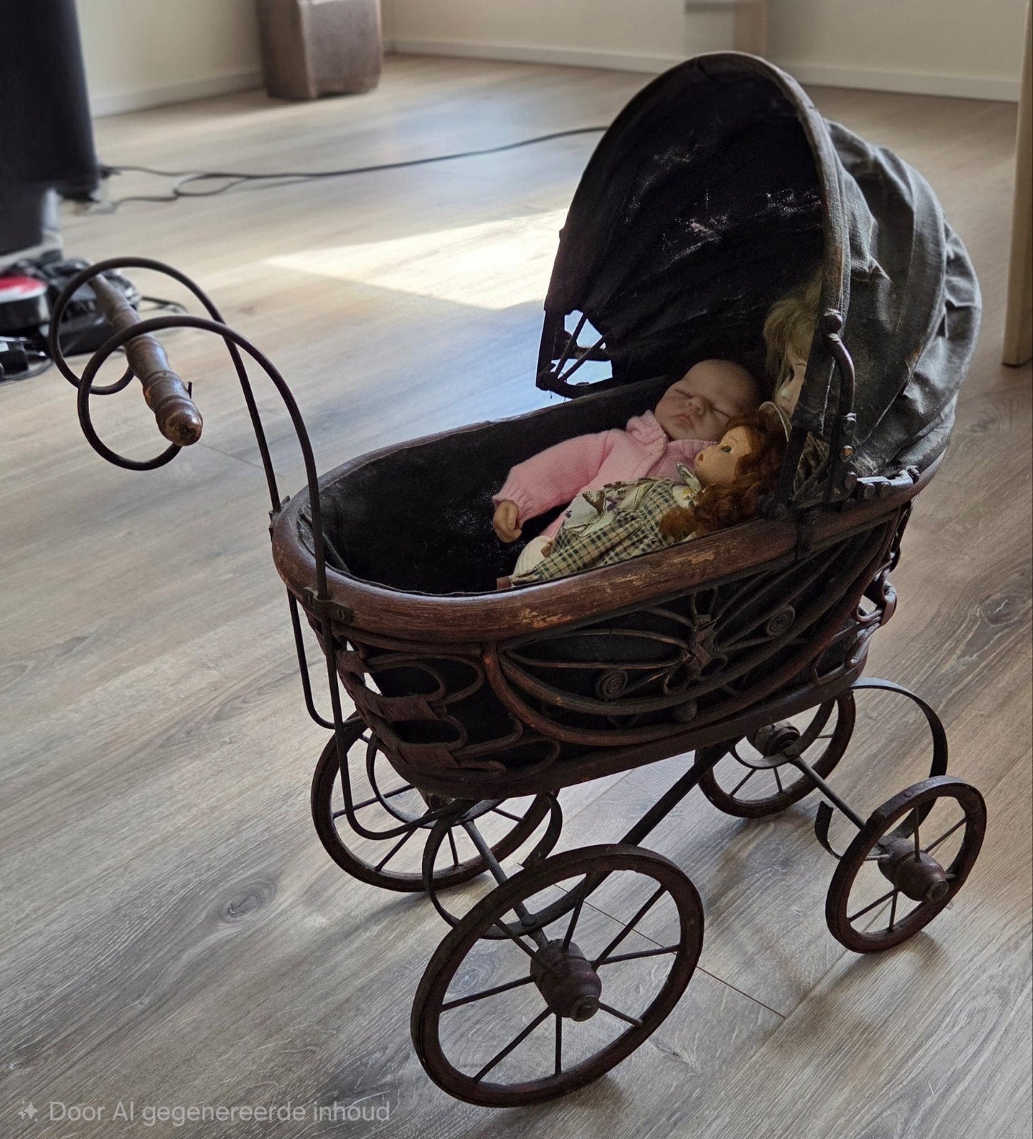antieke poppenwagen met 3 poppenwagen erbij., Ophalen of Verzenden