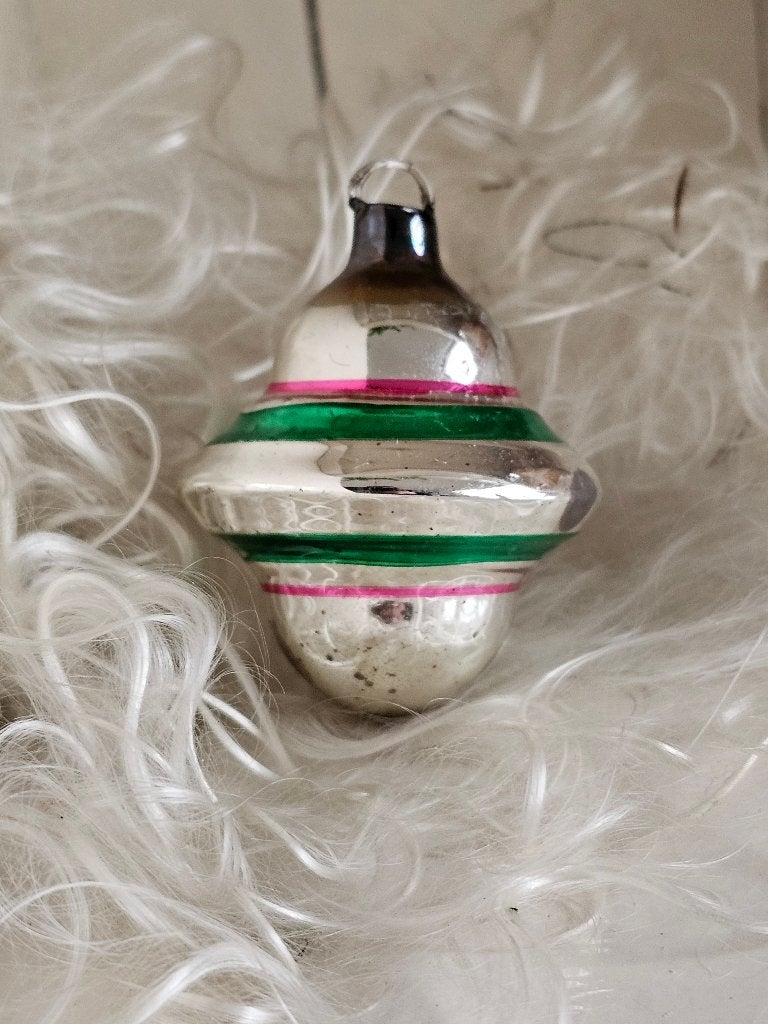 Oude Antieke AJEKO kerstbal / UFO zilver groen pink nr.24, Diversen, Ophalen of Verzenden