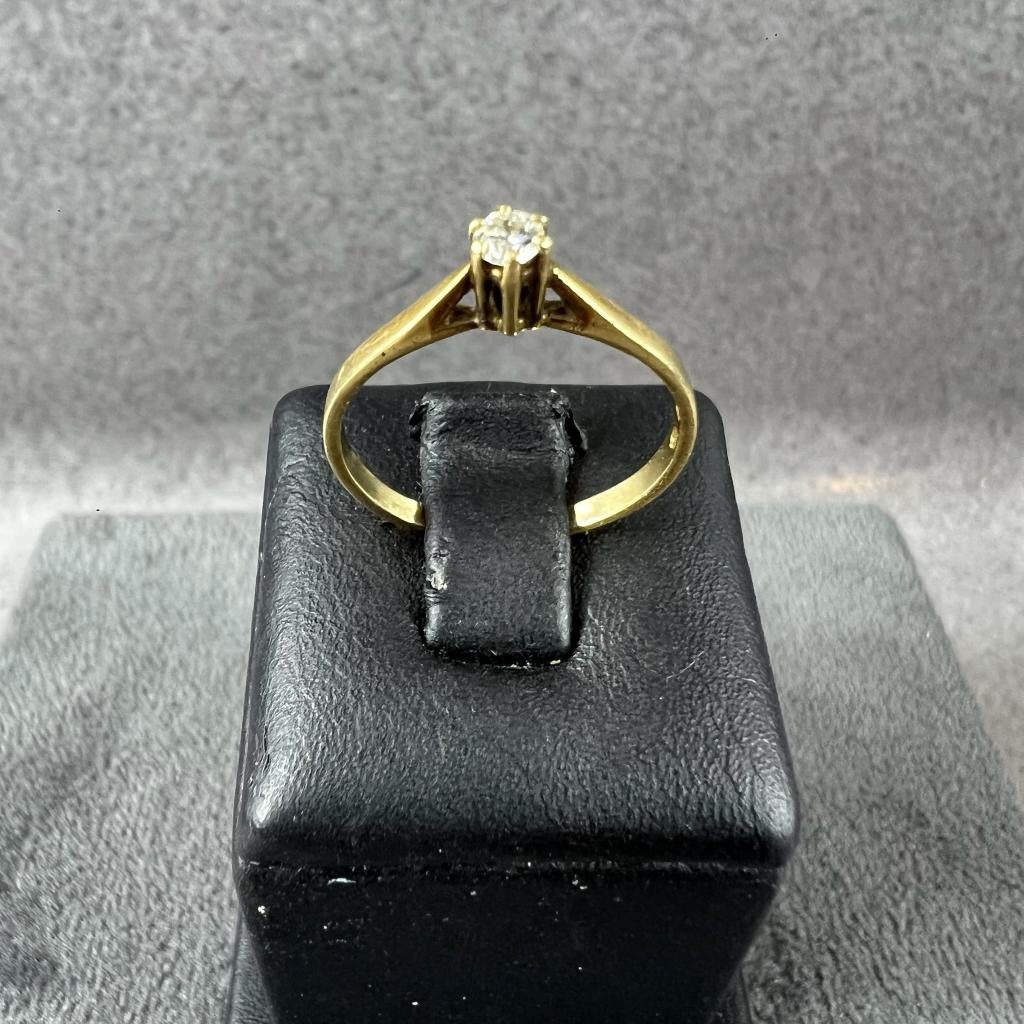 Gouden Ring | 14k* | 1,17g |solitair brilj| |15,5 | 408542, Sieraden, Tassen en Uiterlijk, Ringen, Gebruikt, Ophalen of Verzenden